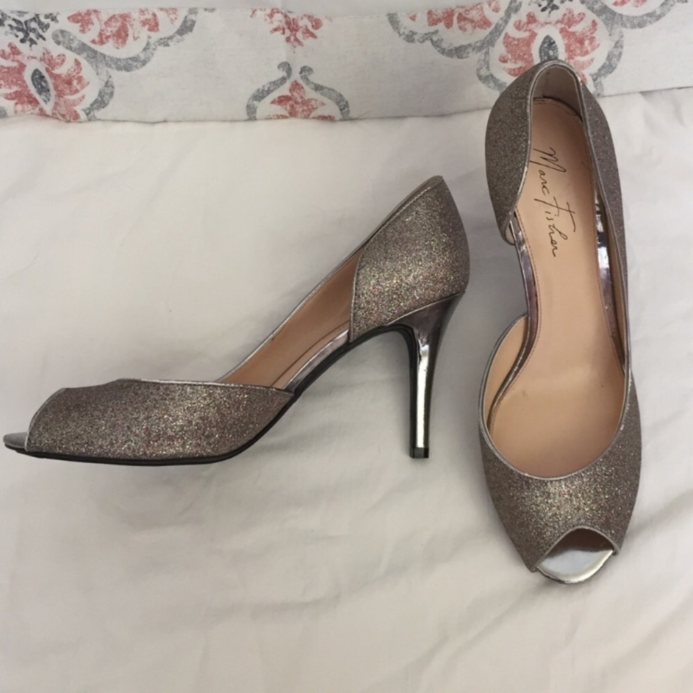 3/$25 Marc Fisher Glitter Peep Toe Pumps Size 11